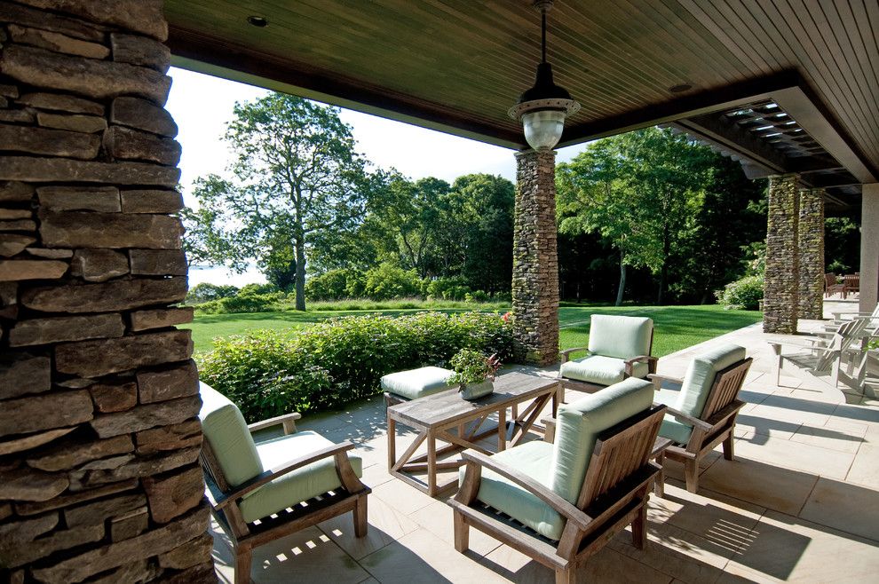 Walkout Basement for a Traditional Patio with a Hedge and Actor's Colony North Haven Village New York by Lear & Mahoney Landscape Associates