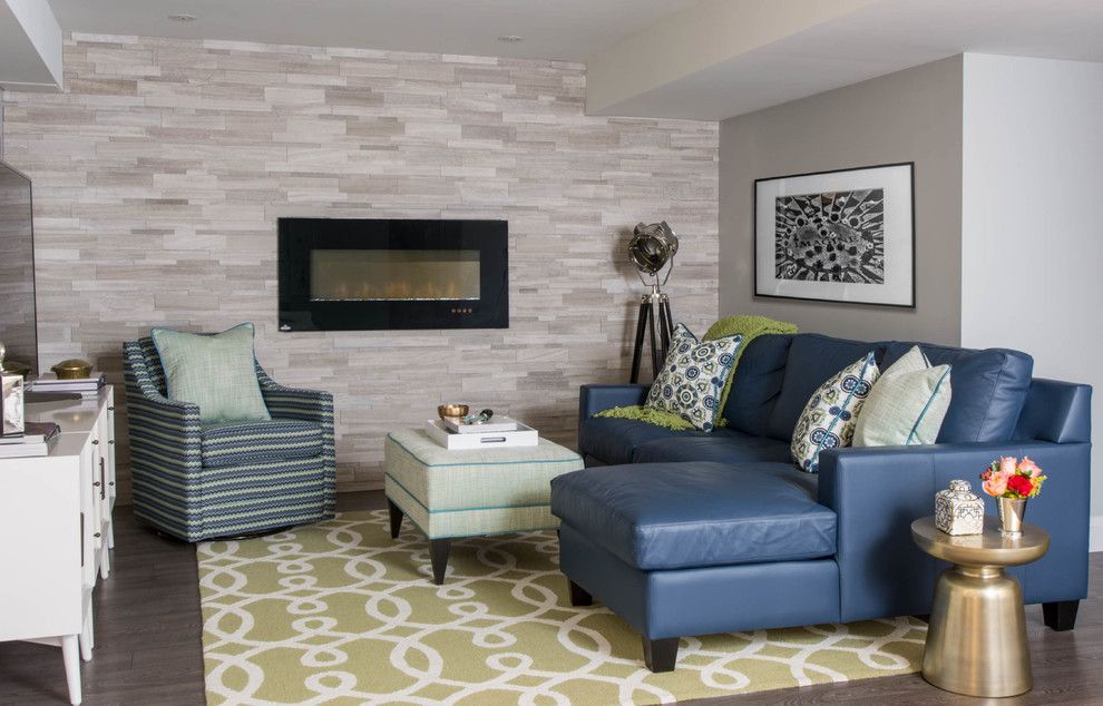 Walnut Creek Furniture for a Transitional Basement with a Gallery Wall and Joshua Creek Basement Renovation by Decor by Christine Interior Decorating & Design