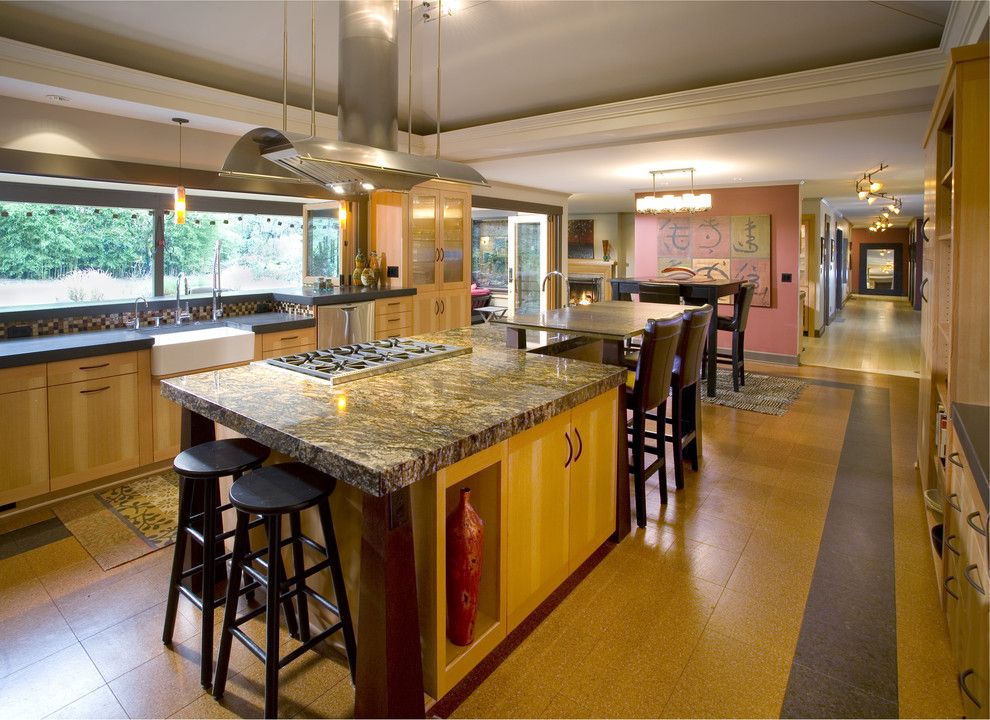 Warner Robins Supply for a Asian Kitchen with a Vaulted Ceiling and Balinese Influenced Kitchen by Robin Rigby Fisher Cmkbd/caps