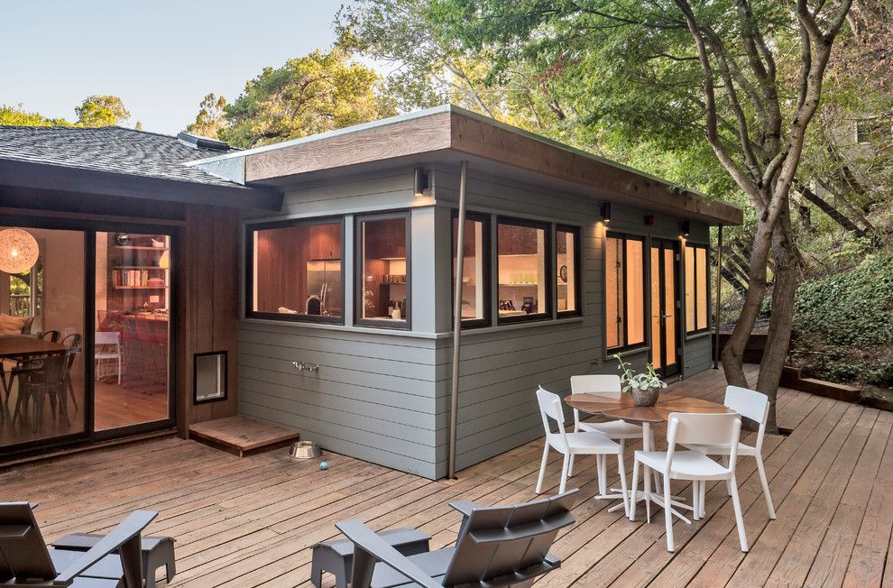 Water Spigot for a Contemporary Deck with a Outdoor Lights and San Anselmo Whole House Remodel by Building Lab, Inc.