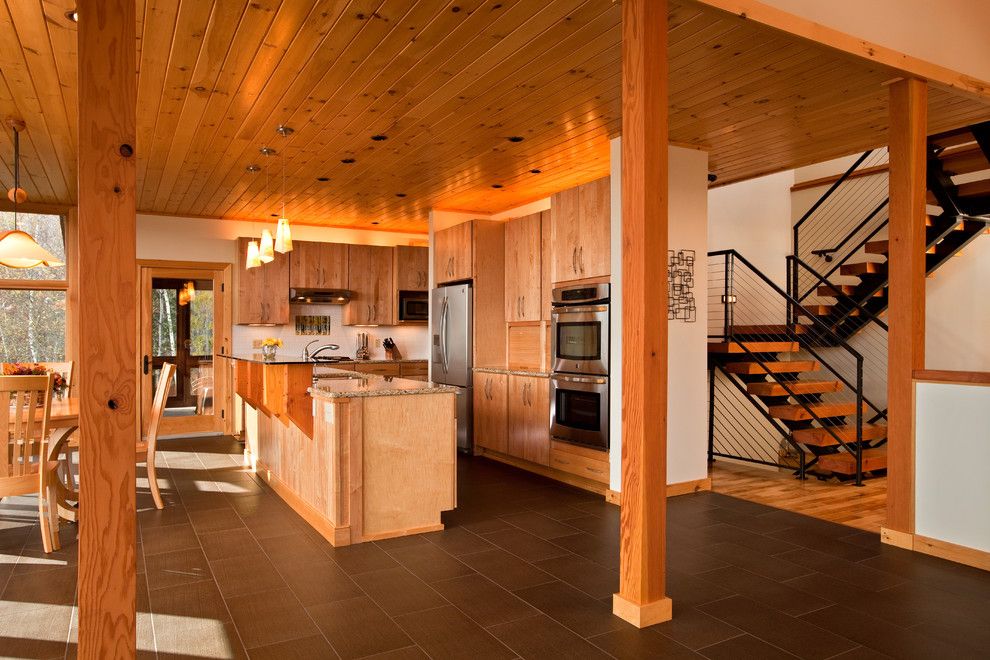 Wausau Tile for a Traditional Kitchen with a Open Floorplan and Saranac Lake House by Phinney Design Group