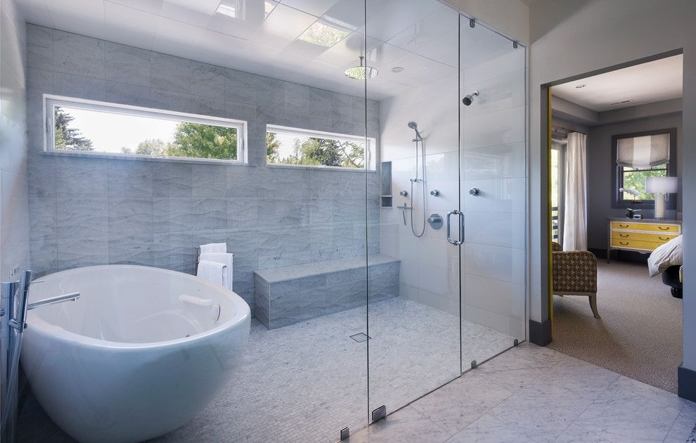 Wells Fargo Reo for a Contemporary Bathroom with a Shower Seat and Master Shower by Stone Cloud Design Build