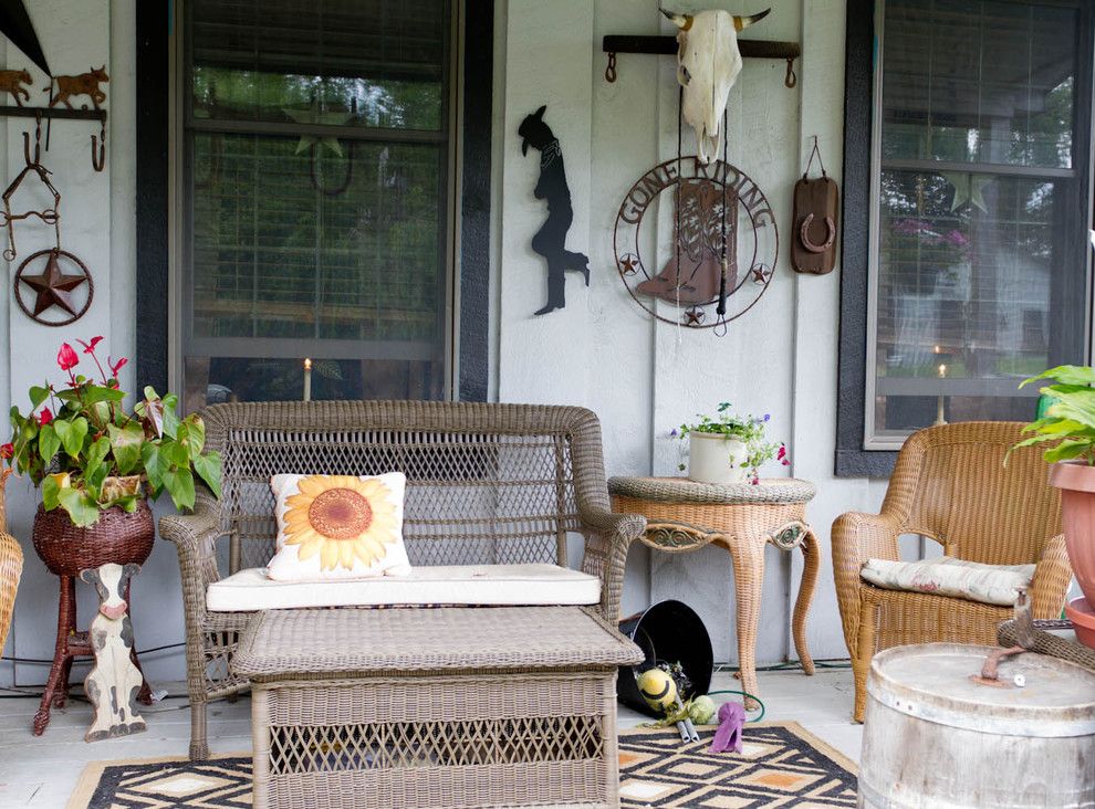 Western Heritage Furniture for a Farmhouse Porch with a Patio Furniture and My Houzz: New York Farmhouse with a Western Feel by Rikki Snyder