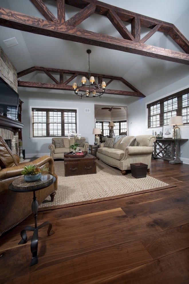 Western Heritage Furniture for a Traditional Living Room with a Walnut Flooring and Heritage Wide Plank Flooring by Heritage Wide Plank Flooring