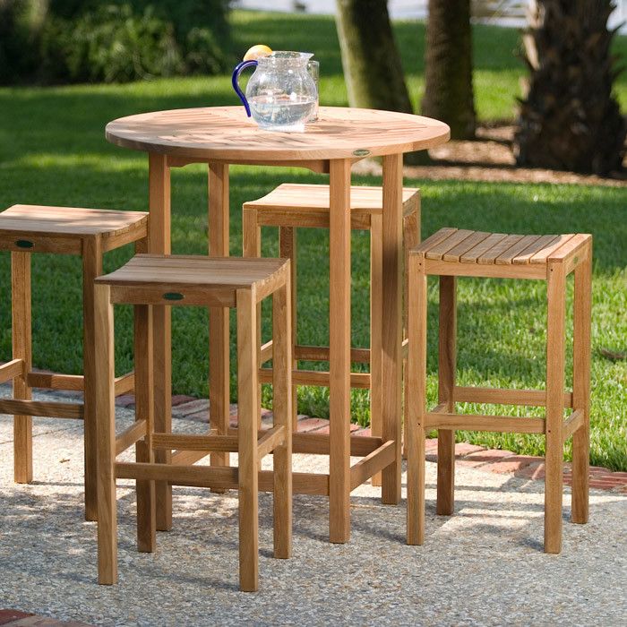 Westminster Teak for a Transitional Patio with a Teak Backless Barstool and Teak Backless Bar Table Set by Westminster Teak