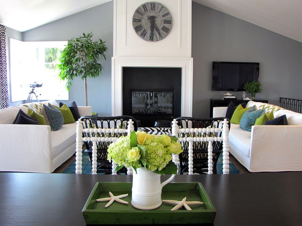 What Color is Chartreuse for a Beach Style Living Room with a Pillows and the Sandberg Home by Tara Bussema   Neat Organization and Design