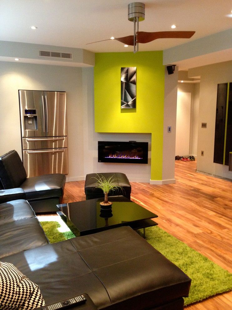 What Color is Chartreuse for a Contemporary Basement with a Green Wall and Basement Remodeling by Vv Contracting, Inc