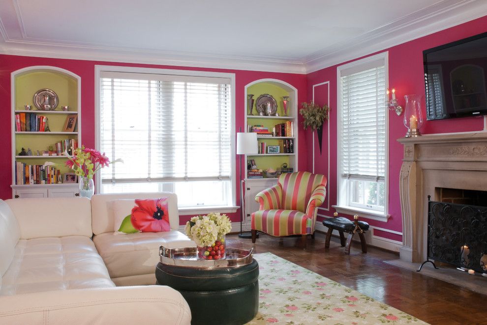 What Color is Chartreuse for a Traditional Living Room with a Pink and Joni Spear Interior Design by Joni Spear Interior Design