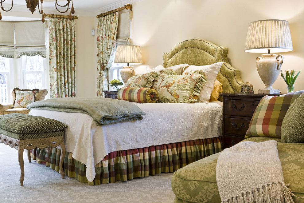 What is a Coverlet for a Traditional Bedroom with a Cream and Bedroom by Kirsten Nease Designs