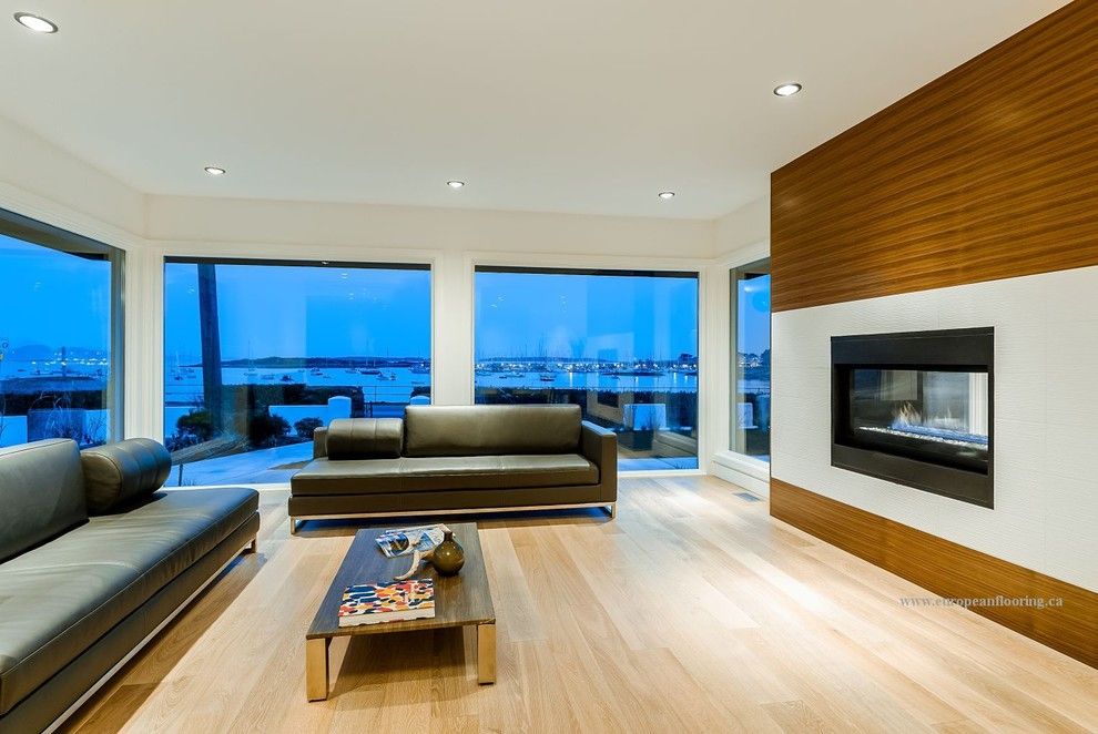 What is Engineered Hardwood for a Contemporary Living Room with a Hardwood Flooring and Beach Drive, Victoria Bc  