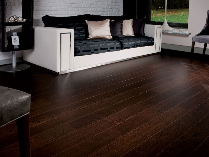 What is Engineered Hardwood for a Traditional Living Room with a Dark Brown Hardwood Flooring and Oak Dark Chocolate by Coswick Hardwood Inc