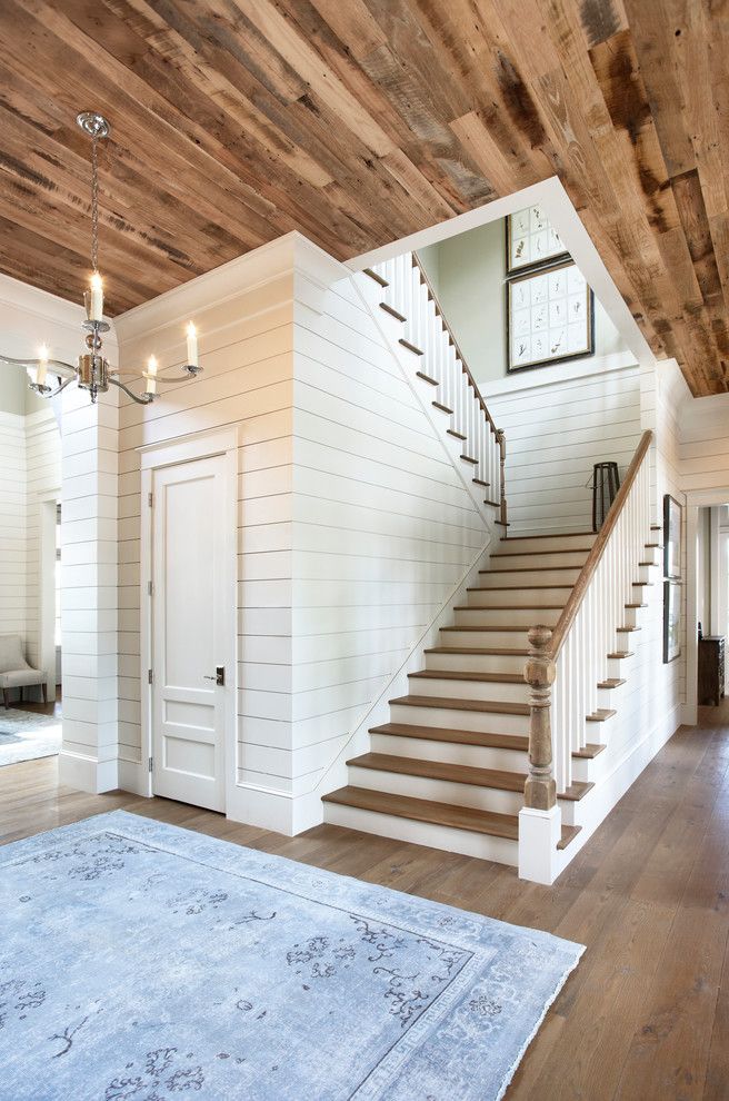 What is Shiplap for a Traditional Staircase with a White Oak and Lake Front Country Estate by Markalunas Architecture Group