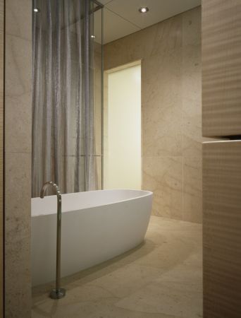 Wheeler Metals for a Contemporary Bathroom with a Metal Mesh and Contemporary Metal Mesh Drapery by Whiting & Davis