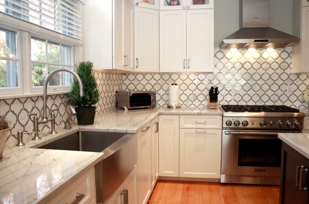 White Macaubas Quartzite for a Contemporary Kitchen with a Shaker and White Macaubas Quartzite Kitchen by Stoneshop