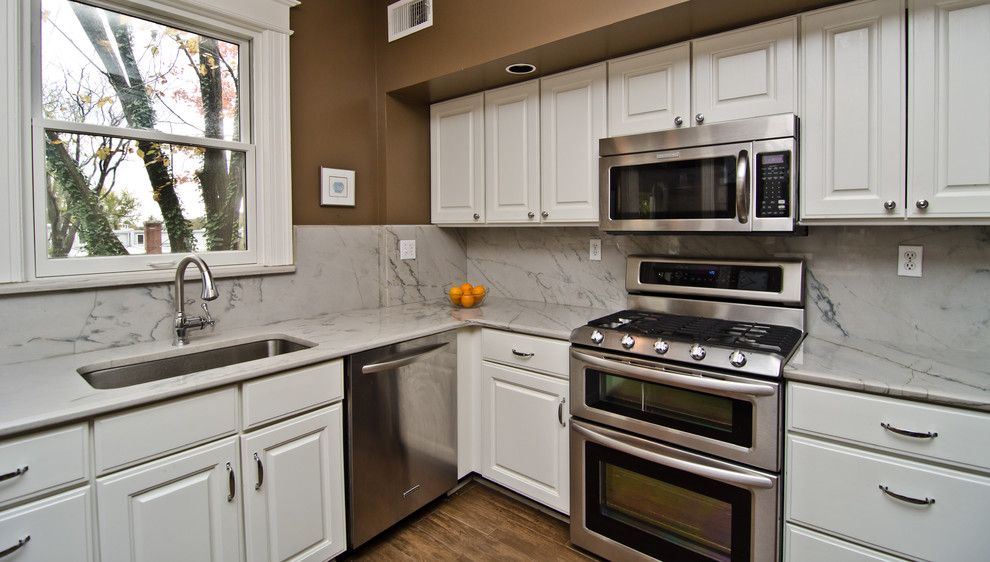 White Macaubas Quartzite for a Traditional Kitchen with a Quartzite and White Macaubas Quartzite in Nw Dc by Granite Grannies