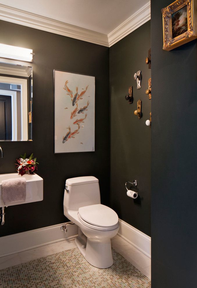 Whitehaus for a Transitional Powder Room with a Bath Bar and Hollywood Regency Residence by Inspired Interiors