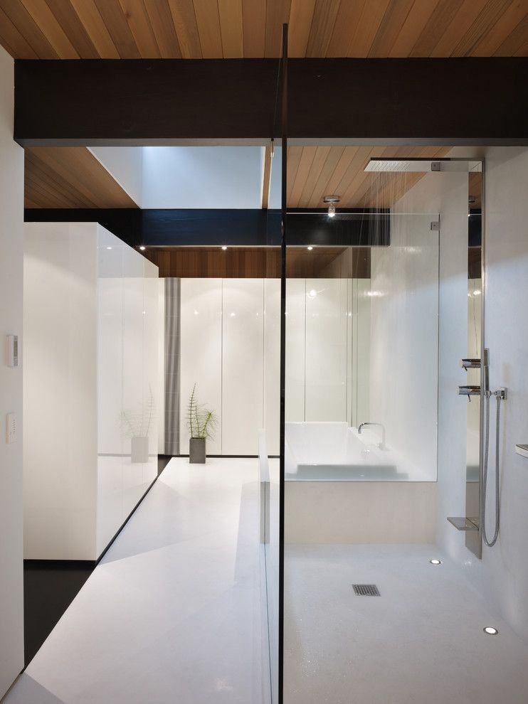 Whites Plumbing for a Modern Bathroom with a Shower and Wood Block Residence by Chadbourne + Doss Architects