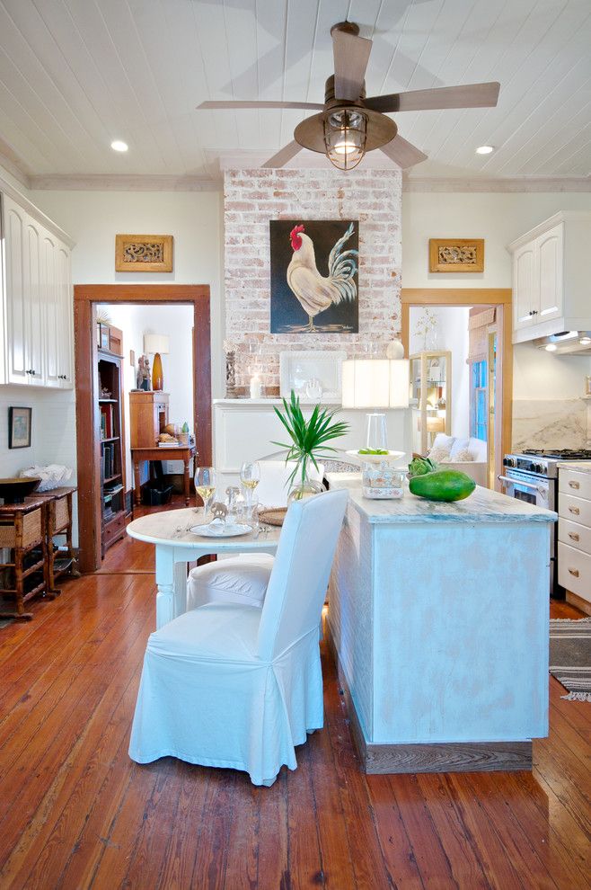 Whitewashing Brick for a Beach Style Kitchen with a Rooster and Beach Style Kitchen by Starrsanforddesign.com