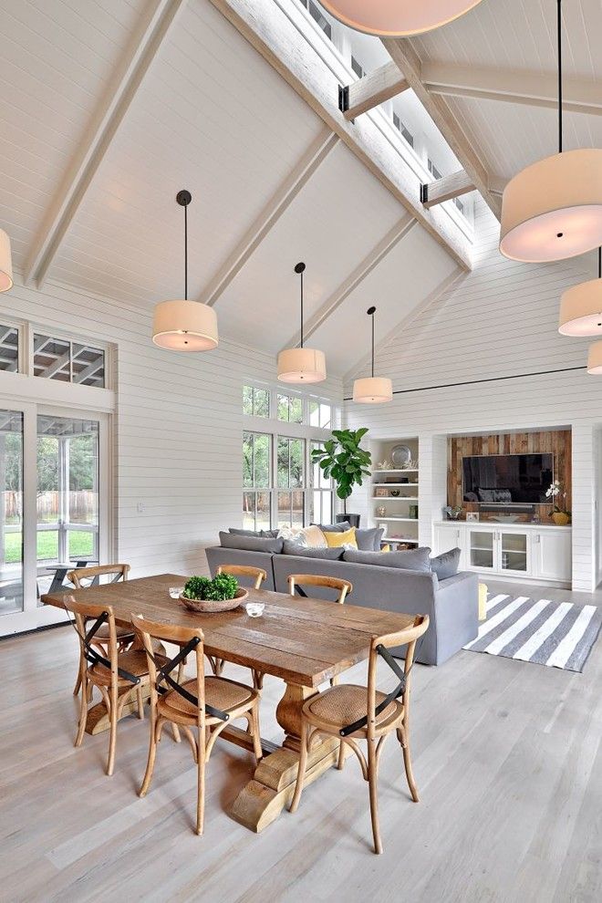 Whitley Furniture for a Farmhouse Dining Room with a Great Room and Modern Farmhouse by Tim Brown Architecture