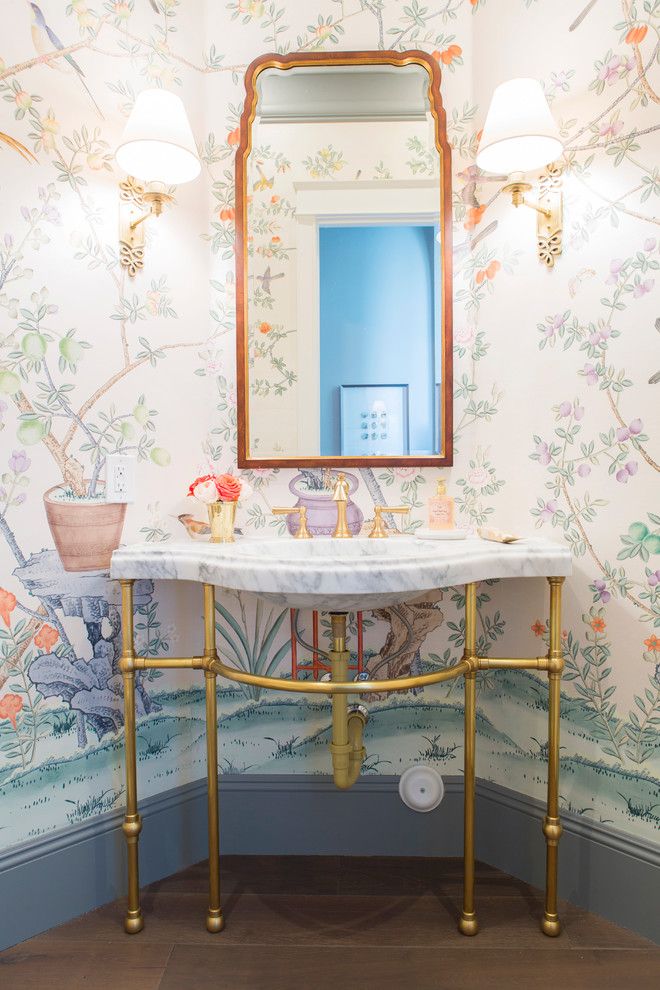 Wilson Parker Homes for a Traditional Powder Room with a Garden Wallpaper and Street of Dreams Arizona by Caitlin Wilson Design