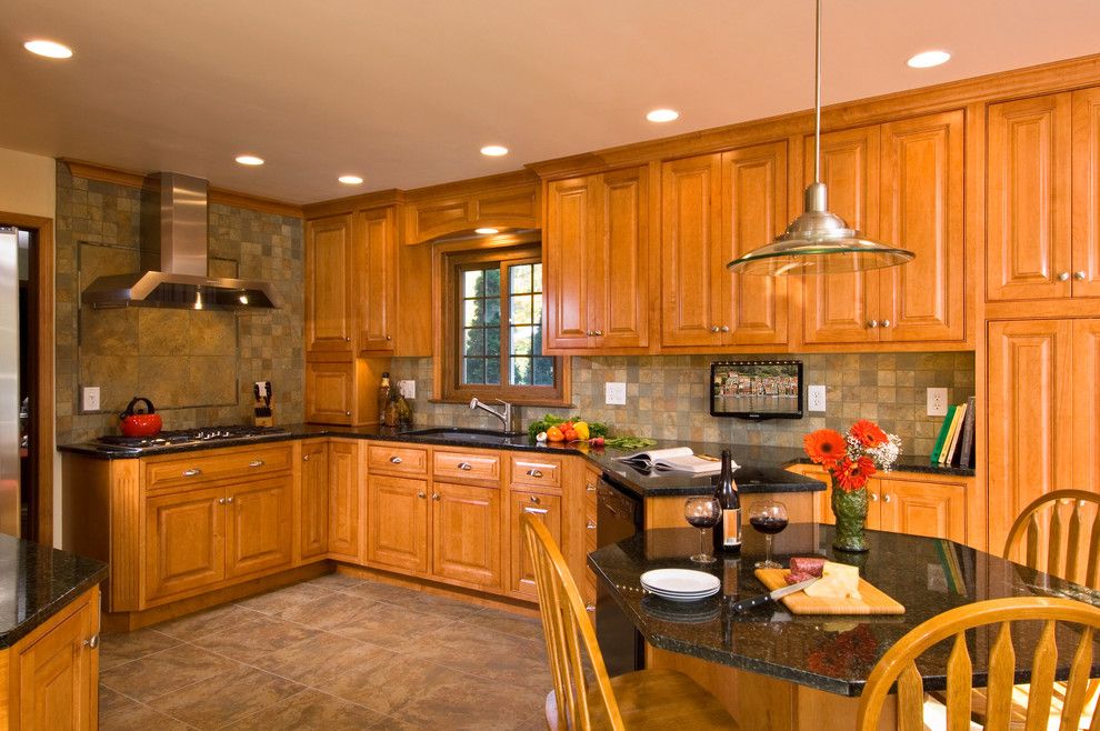 Wolfers Lighting for a Traditional Kitchen with a Cherry Kitchen and Clifton Park Kitchen Renovation by Kitchen and Bath World, Inc