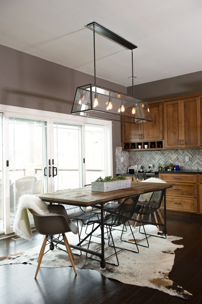 Www.restorationhardware.com for a Rustic Dining Room with a Herringbone Backsplash and a Rustic Modern Dining Room by Gretchen Hansen