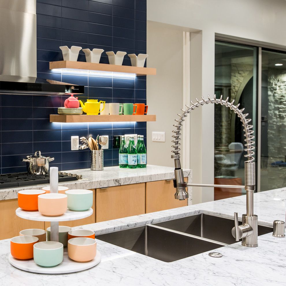 Wythe Blue for a Contemporary Kitchen with a White Countertop and Danze by Danze Inc