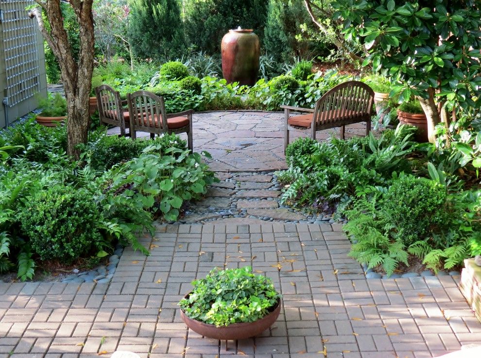 Xeriscape for a Craftsman Landscape with a Round Patio and Zero Lawn Xeriscape by David Morello Garden Enterprises, Inc.