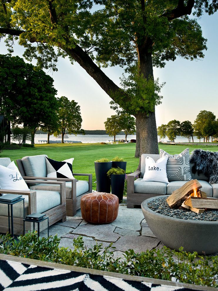 Ymca Town Lake for a Transitional Patio with a Moroccan Pouf and Lake Geneva Summer Home by Cynthia Lynn Photography