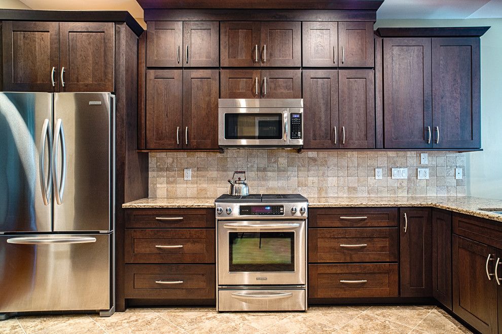 Yorktowne Cabinets for a Traditional Kitchen with a Double Door Fridge and Condo Kitchen by Borchert Kitchen & Bath