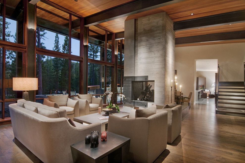 Youngs Furniture for a Contemporary Living Room with a Ceiling Lighting and Living Room by Ward Young Architecture & Planning   Truckee, Ca