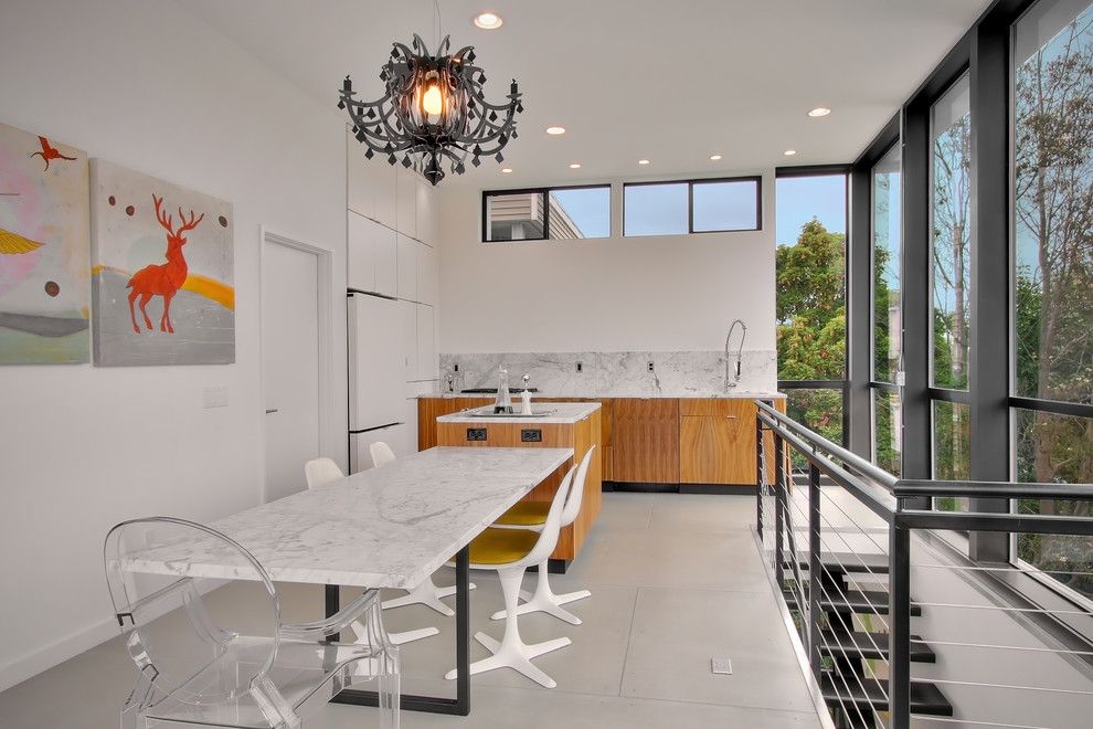 Zaneen Lighting for a Modern Kitchen with a Marble Backsplash and Crockett Residence by Chris Pardo Design   Elemental Architecture