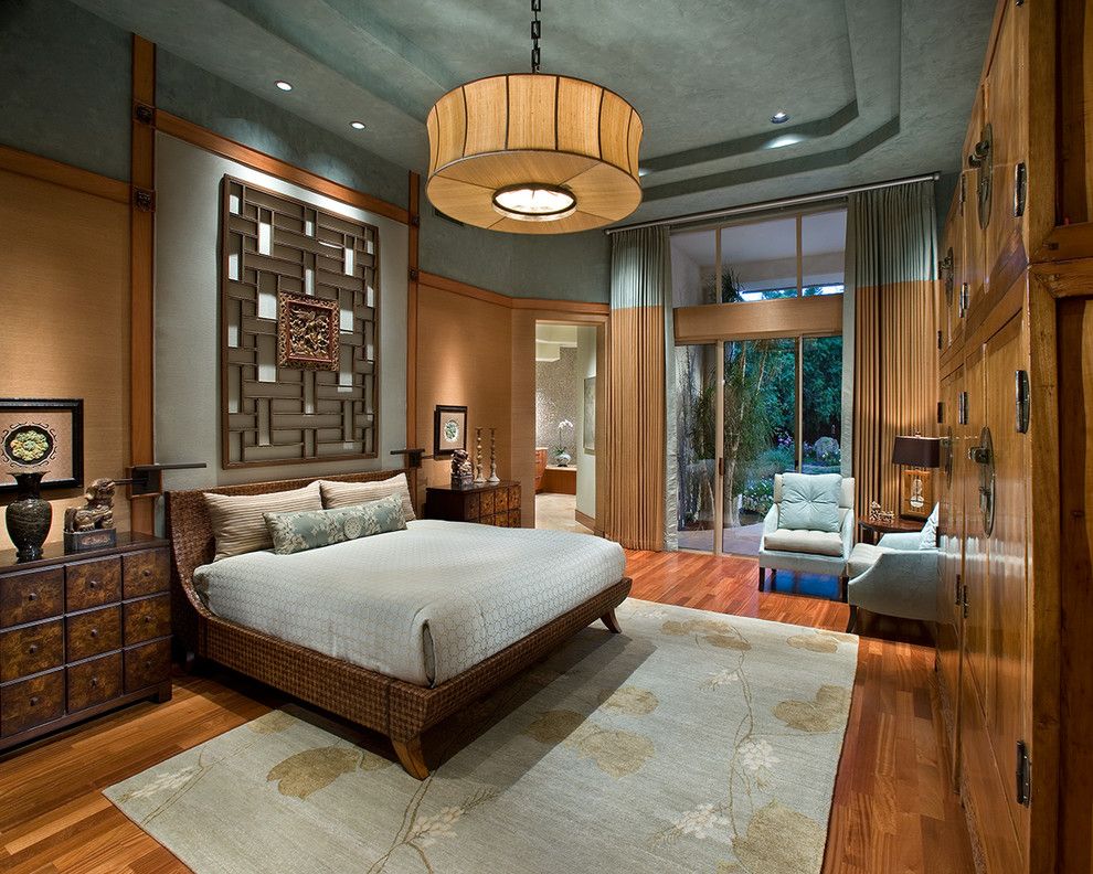 Zen Bedrooms For A Asian Bedroom With A Floor To Ceiling Windows