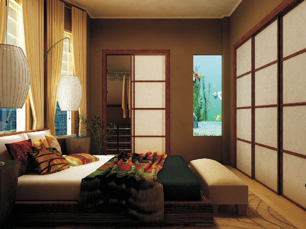 Zen Bedrooms for a Asian Bedroom with a Stripes and City Zen Space by Marie Burgos Design