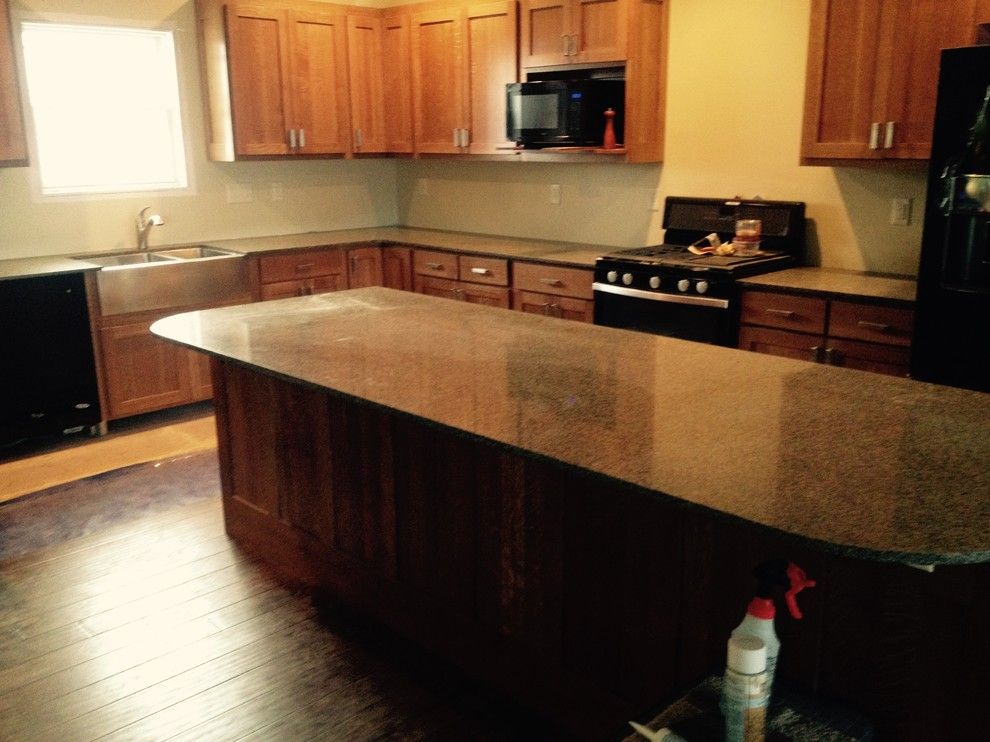 Zodiaq Quartz for a Traditional Kitchen with a 2cm Dupont Zodiaq Quartz Black Forest and 2cm Dupont Zodiaq Quartz Black Forest by Countertops by Willett, Inc.