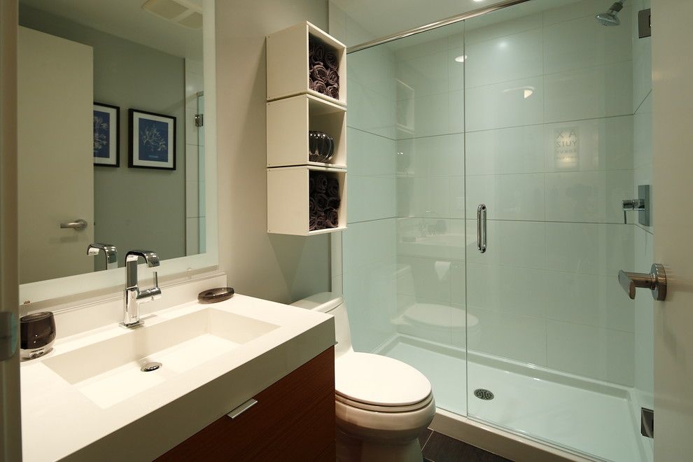 Allure Apartments for a Contemporary Bathroom with a Shower Enclosure and My First Place Studio Apartment, Calgary by I3 Design Group