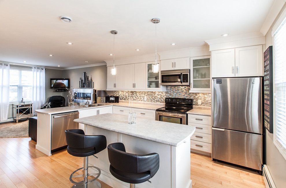 Allure Apartments for a Contemporary Kitchen with a Horizontal Fireplace and My Houzz: Open Concept Apartment Above Retail in Downtown St. John's by Becki Peckham