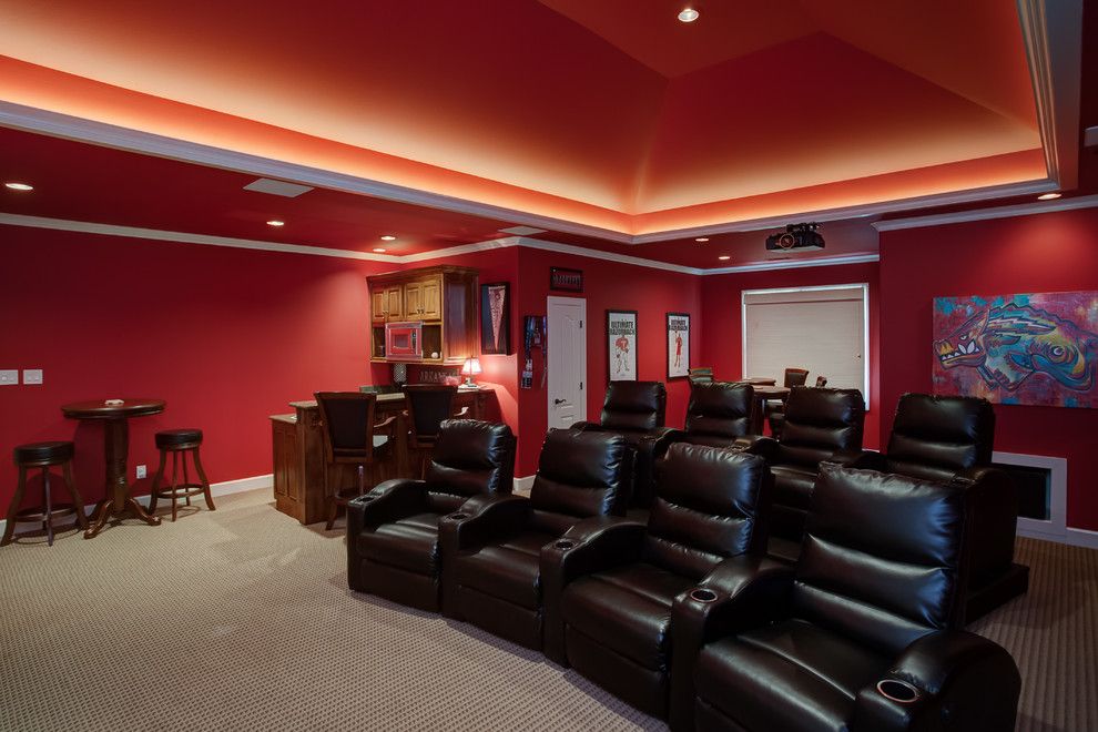 American Fork Theater for a Traditional Home Theater with a Recessed Lights and Home Theater Seating by Fx Pros, Llc