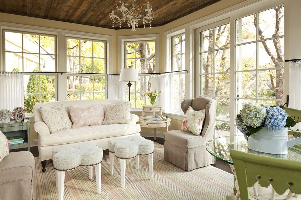 Ballard Hardware for a Shabby Chic Style Family Room with a Decorative Pillows and Sunnyside Road Residence Family Room by Martha O'hara Interiors