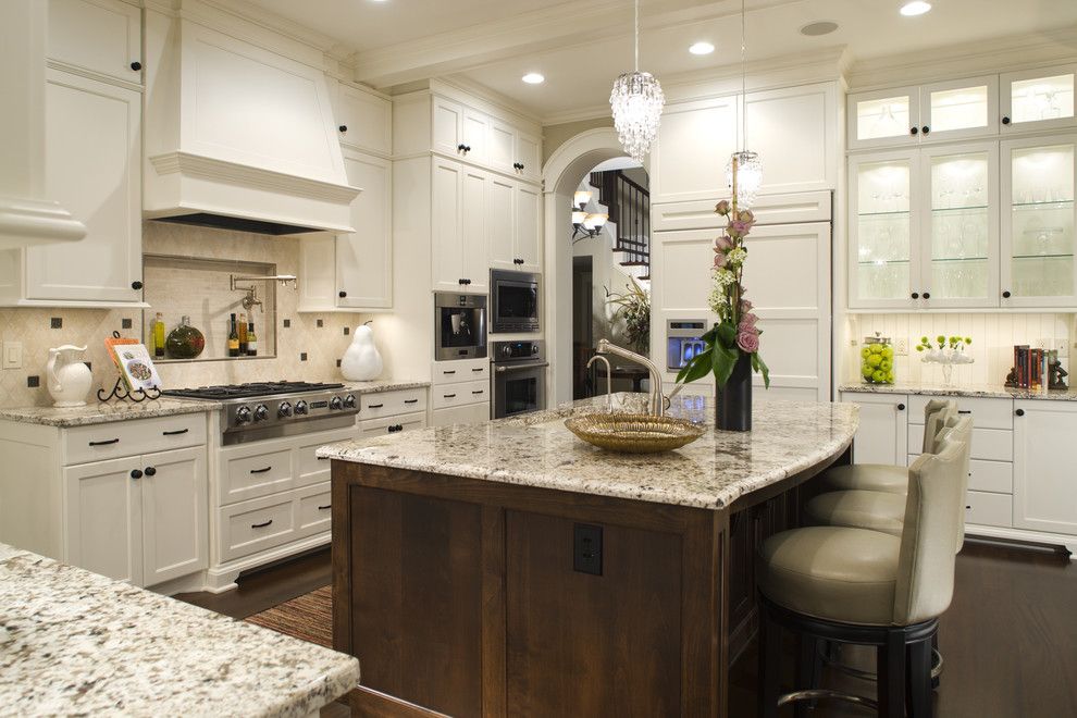 Ballard Hardware for a Traditional Kitchen with a Range Hood and Kitchen by Stonewood, Llc