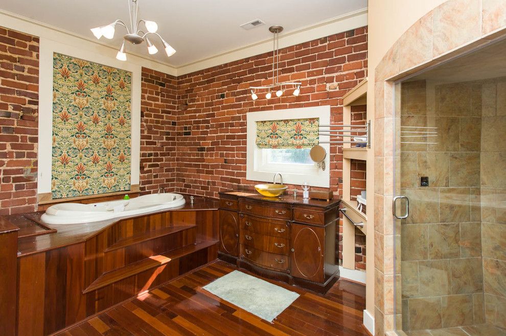 C Dan Joyner for a Eclectic Bathroom with a Master Bath and Renovation on the Square in Historic Laurens South Carolina by Susan Dodds/prudential C Dan Joyner