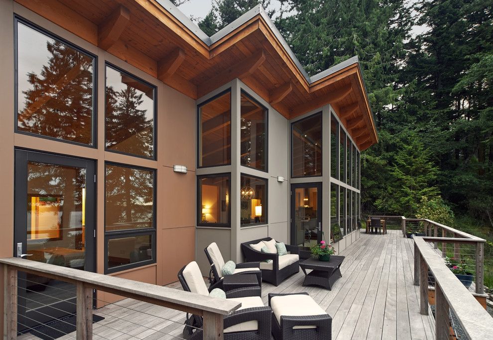 Casa Leaders Furniture for a Rustic Deck with a Corner Windows and Orcas Island 1,828 Sq Ft Fabcab by Fabcab