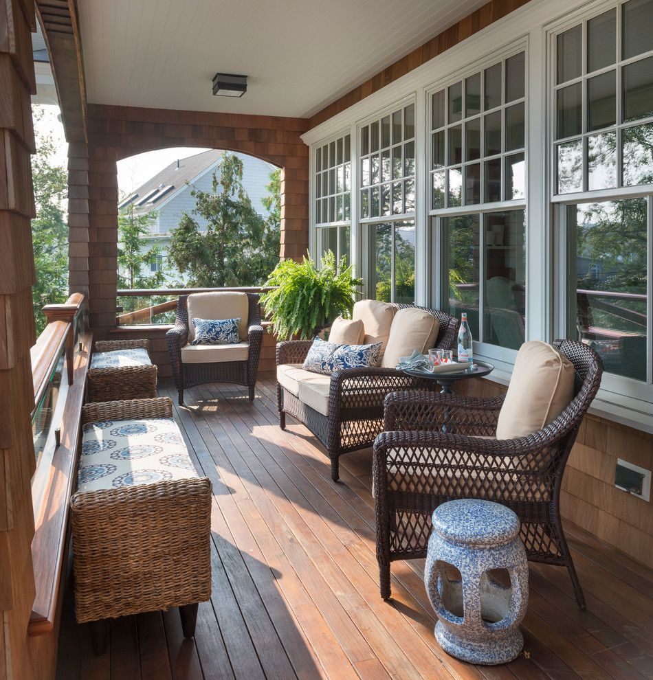 Casa Leaders Furniture for a Victorian Deck with a Wood Floors and a New Project! Classic Seaside Shingle Style by Taste Design Inc