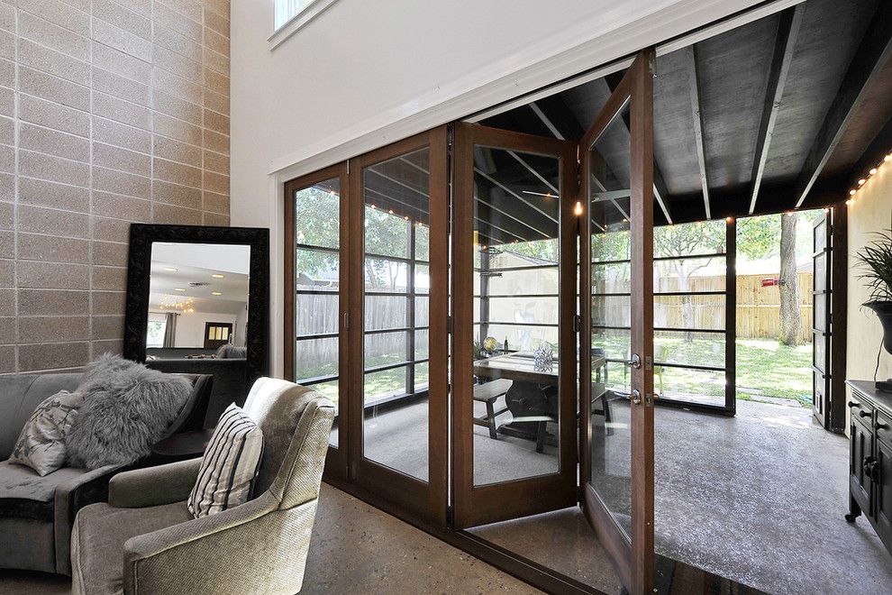 Cinder Block Wall for a Transitional Patio with a Patio Furniture and Central Austin Residence: Interior by Hatch + Ulland Owen Architects