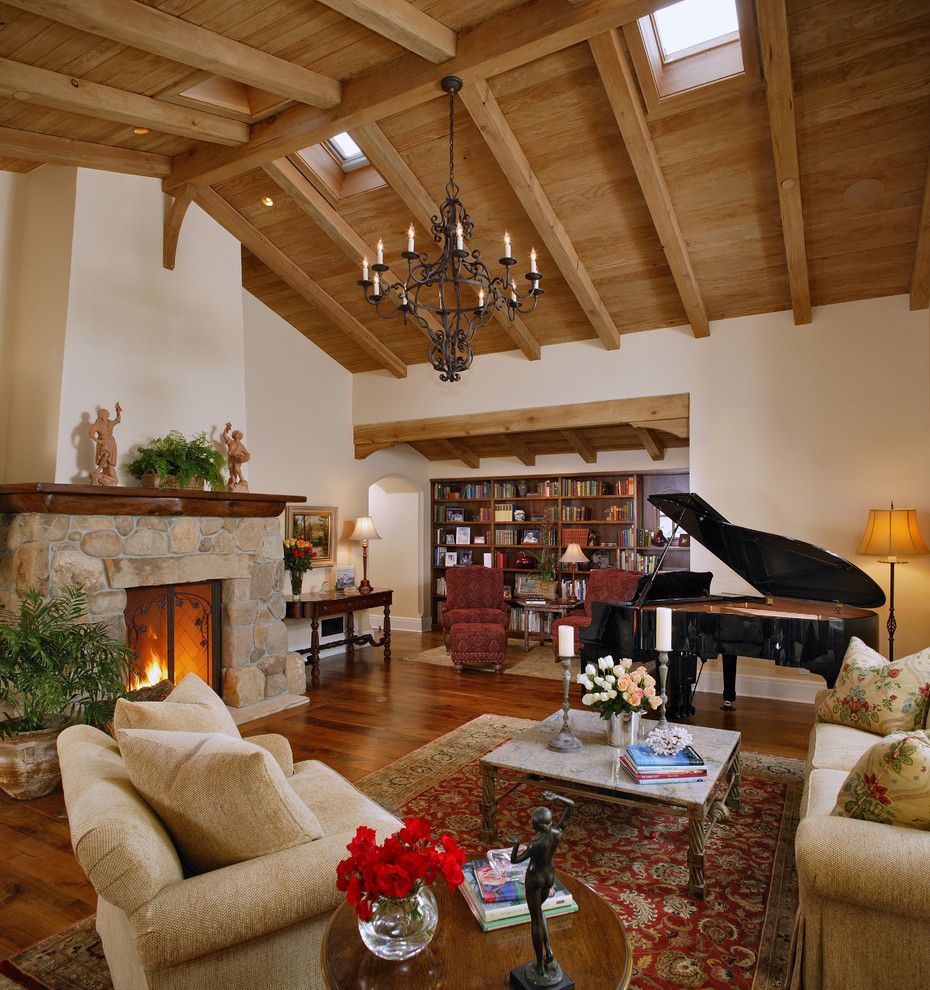 Conestoga Wood Specialties for a Traditional Living Room with a Wood Ceiling and Living Room by Tom Meaney Architect, Aia