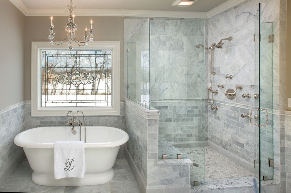 Efaucets.com for a Traditional Bathroom with a Chandelier and Powell Ohio Master Bath by Jim Deen/kitchen Kraft