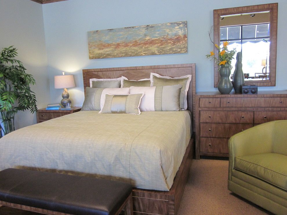 Ennis Furniture for a Transitional Bedroom with a Green Bedding and Transitional Home by Kathy Boles Ennis Fine Furniture