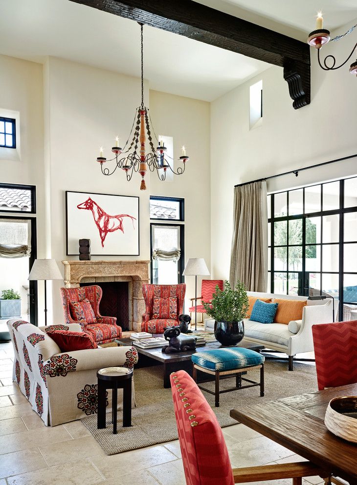 Factory Direct Okc for a Mediterranean Living Room with a High Ceiling and Arcadia Residence by Wiseman & Gale Interiors