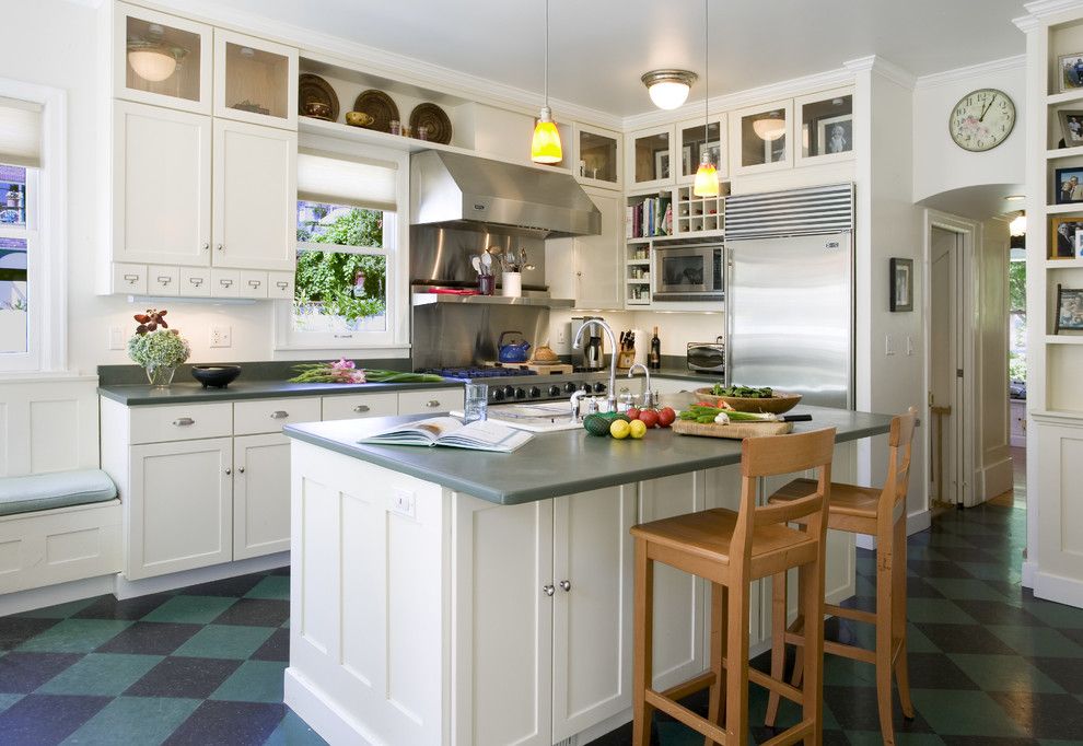 Forbo Flooring for a Traditional Kitchen with a Plate Shelf and Leshi Remodel by Laurie Carron Architect, Aia I Leed Ga