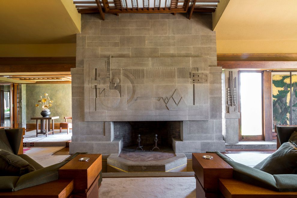 Frank Lloyd Wright Oak Park for a Modern Living Room with a Modern and Hollyhock House by Joshua White